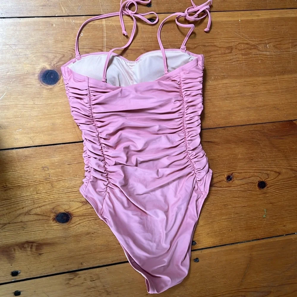 J. Crew Pink Ruched One-Piece Swimsuit